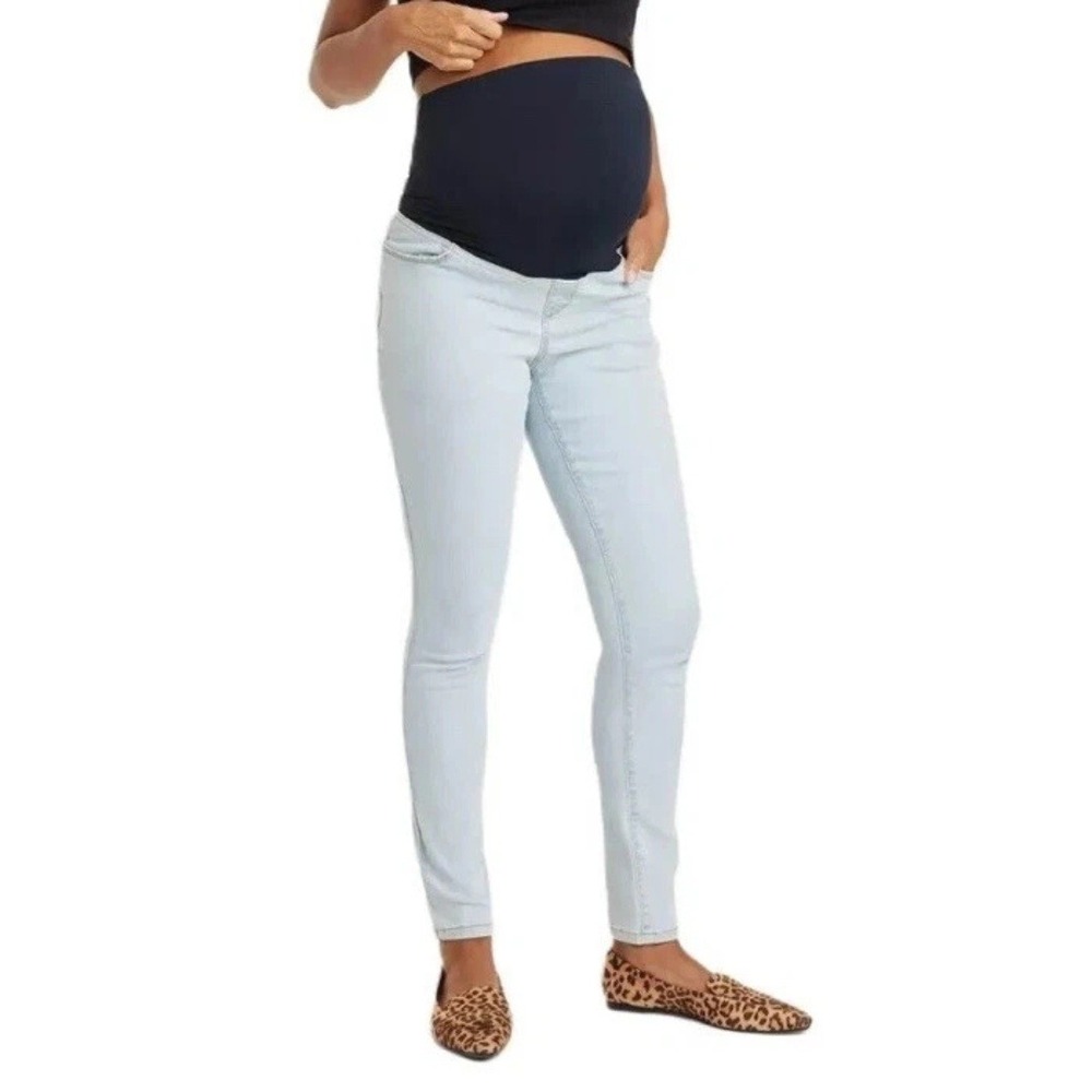 Isabel Maternity Light Wash Over Belly Crossover Panel Skinny Jeans Size 14